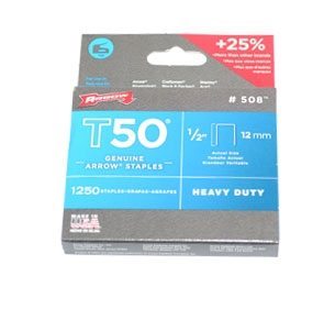 thumbnail image 2 of Arrow 1/2-Inch T50 Genuine Staples – 1250 Pack – Model 504IP – Made In USA 2 of 2