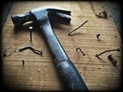Roofing Nails and hammer